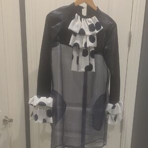 Polka Dot Sheer Black and White Blouse